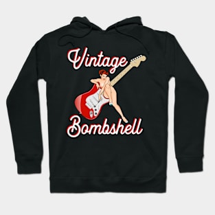 Classic Mid Century Pin-Up Girl and Electric Guitar - Vintage Bombshell Hoodie